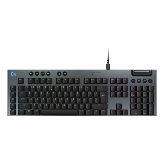 LAPOS KIALAKÍTÁS. MEGNÖVELT.<br>A Logitech G915 X gyorsaságot, pontosságot és testreszabhatóságot kínál elegáns, ultravékony kialakítással. Ez a vezetékes, játékhoz tervezett billentyűzet KEYCONTROL funkcióval, magas szintű gépelési élménnyel és pir