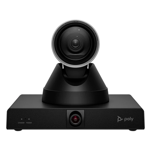 Harness the power of focus<br>Keep presentations engaging with the Poly Studio E60 smart MPTZ optical zoom camera. The main presenter is always in frame, and every person in the room is shown with exceptional accuracy, even at the far end. With ever
