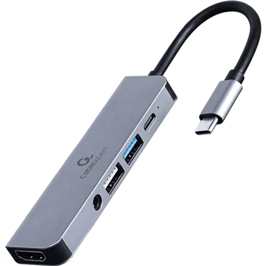 Gembird A-CM-COMBO5-02 5-port 87W USB-C dokkoló szürke