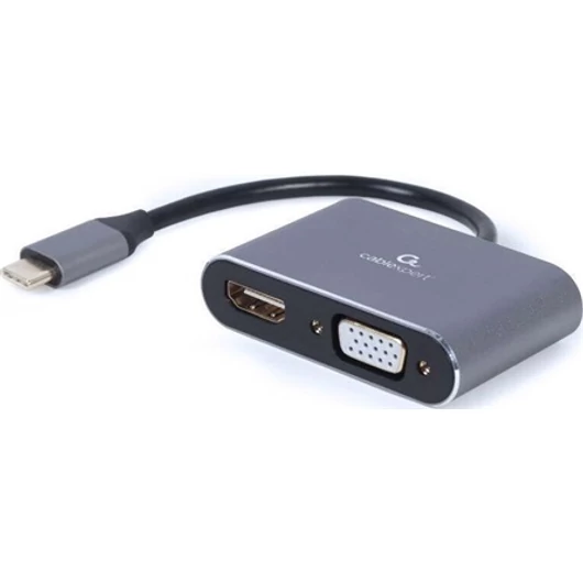 Gembird USB-C -> 1db HDMI 1.4 1db VGA M / F adapter 0.15m szürke