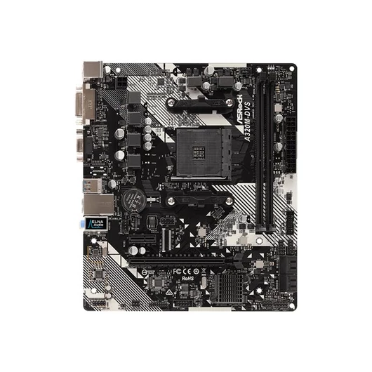 ASROCK A320M-DVS R4.0 ASRock A320M-DVS R4.0, AM4, 2xDDR4 3200+, DVI-D, D-Sub, USB3.1