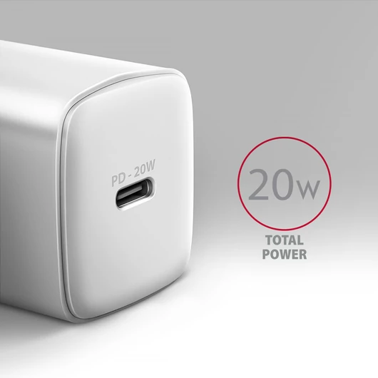 Hálózati töltő AXAGON ACU-PD20W PD3.0 & QC4+ 20w, Fehér