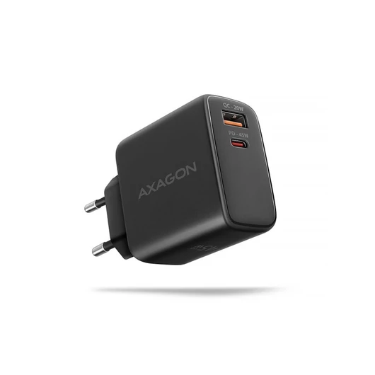Hálózati töltő Axagon ACU-PQ45 QC3.0,4.0/AFC/FCP/PPS/Apple + PD type-C, 45W, fekete