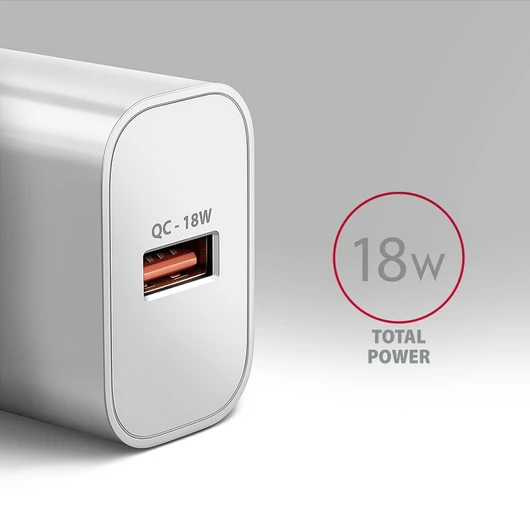 Hálózati töltő AxagonACU-QC18 wall charger 1x QC3.0/AFC/FCP/SMART, 18W, fehér