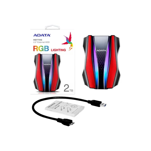 ADATA AHD770G-2TU32G1-CRD External HDD Durable HD770 2TB USB3 Red IP68 certificate