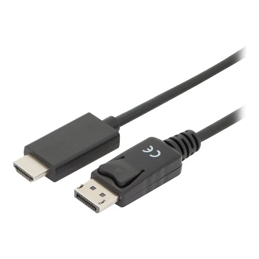 ASM AK-340303-030-S Cable DisplayPort 1.2 w/interlock 4K 60Hz UHD Type DP/HDMI A M/M black 3m