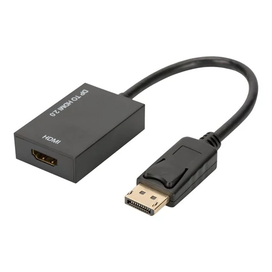 ASSMANN DisplayPort adapter cable DP - HDMI type A M/F 0.2m w/interlock HDMI Ver. 2.0 active CE gold bl