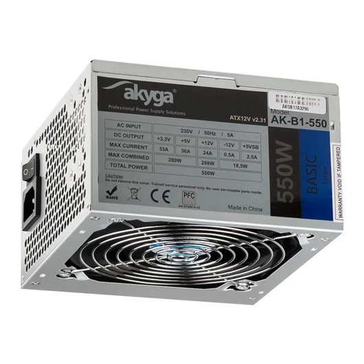 AKY AK-B1-550 Akyga Basic ATX Power Supply 550W AK-B1-550 Fan12cm P4 3xSATA PCI-E