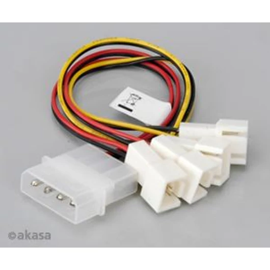 Akasa 4pin Molex -> 4x 3pin ventilátor kábel 15cm (AK-CB001)