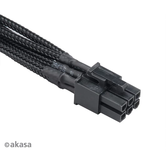 Kábel Akasa Flexa V6 6pin VGA hosszabbító 40cm harisnyázott fekete