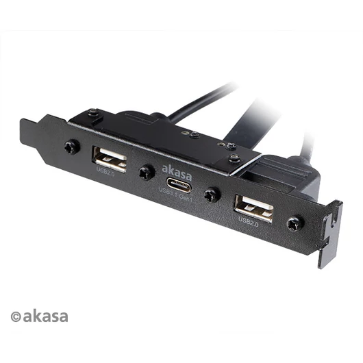 Számítógépház kiegészítő Akasa hátlapi kivezetés 1x USB3.1 TypeC + 2x USB2.0 Type A