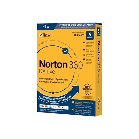 NORTONLIFELOCK Norton 360 Deluxe 50GB HU 1 User 5 Device 12Months Generic Gum MM