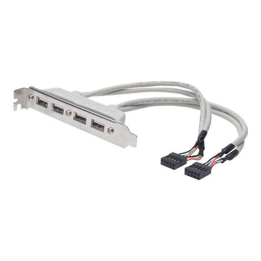 DIGITUS AK-300304-002-E Slot Bracket Cable USB 2.0 HighSpeed Type 2xIDC (5pin)/4xUSB A M/F grey 0,25m