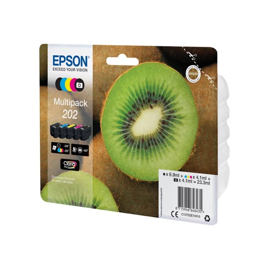 EPSON C13T02E74010 Tintapatron Epson Kiwi Multipack 202 CMYK+photo black Claria Premium