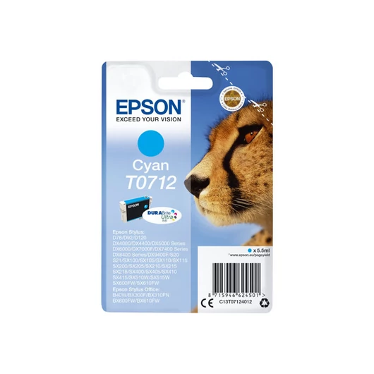 EPSON C13T07124012 Epson T0712 cyan DURABrite tintapatron Stylus D78/92/120/DX4000/4050/4400/4450
