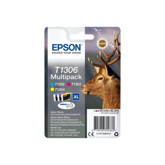 EPSON T1306 ink cartridge tri-colour extra high capacity 3 x 10.1ml 3-pack blister without alarm - DURABrite Ultra Ink