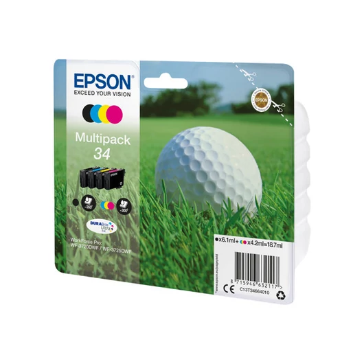 EPSON C13T34664010 Tintapatron EPSON Golf ball Multipack 34 4-colors DURABrite Ultra 18,7 ml