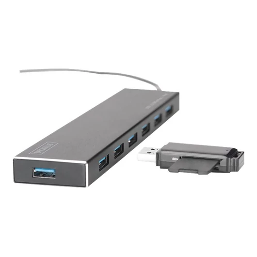 DIGITUS DA-70241-1 DIGITUS Hub 7-port USB 3.0 SuperSpeed, Power Supply, HQ aluminum