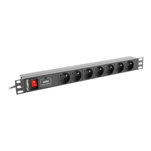 LANBERG PDU-07E-0200-IEC-BK PDU 1U 10A 7 sockets French 2m, Black