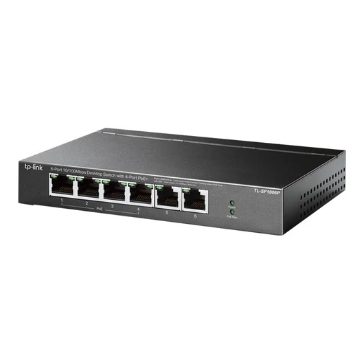 TP-LINK TL-SF1006P 6-Port 10/100 Mbps Steel Desktop Switch with 4-Port PoE+ 67W PoE budget