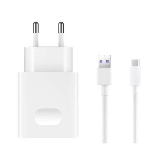 HUAWEI hálózati töltő USB aljzat (5V / 2000mA, 10W, gyorstöltés támogatás + Type-C kábel) FEHÉR (AP81 / HW-050450E00)