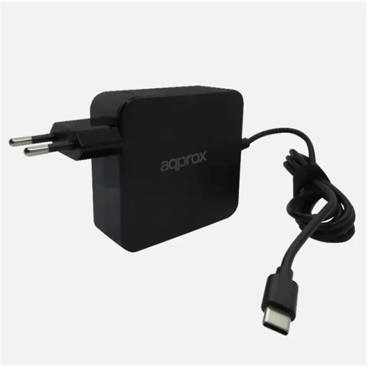 APPROX Notebook adapter 90W - Univerzális USB Type-C töltő, 5V / 3A, 9V / 3A, 12V / 3A, 15V / 3A, 20V / 4.5A, Fekete