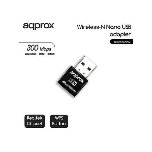 APPROX Hálózati Adapter - USB, nano, 300 Mbps Wireless N (802.11b / g/n)