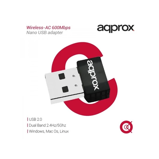 APPROX Hálózati Adapter - USB, nano, Dual-Band, 600 Mbps Wireless N (802.11b / g/n / ac)