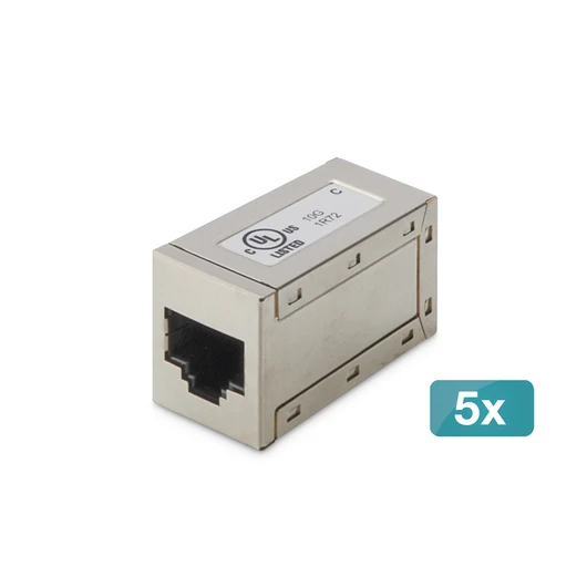 CAT 6 MODULAR COUP.SHIELD 5X 8P8C-1:1 METAL HOUSING