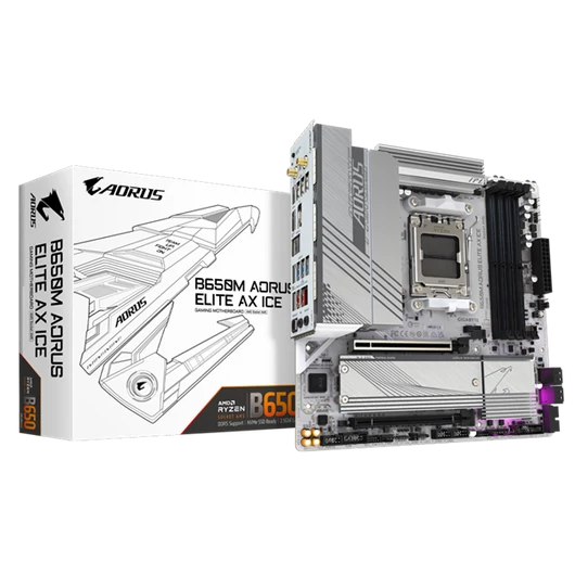 GIGABYTE Alaplap AM5 B650M AORUS ELITE AX ICE AMD B650, mATX