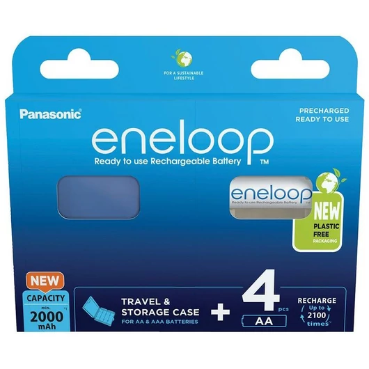 Panasonic Eneloop 1.2V AA 2000mAh akku (4db) + hordtok (BK-3MCDEC4BE)