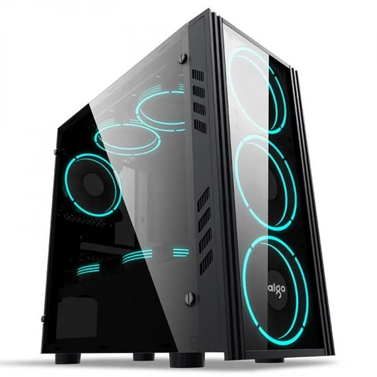 AIGO BLACK TECHNOLOGY MINI mATX TG Gaming fekete számítógépház