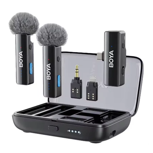 BOYA Mikrofon - BOYALINK V2.0 (Vezeték nélküli, zajszűrés, fekete, Lightning, USB-C)