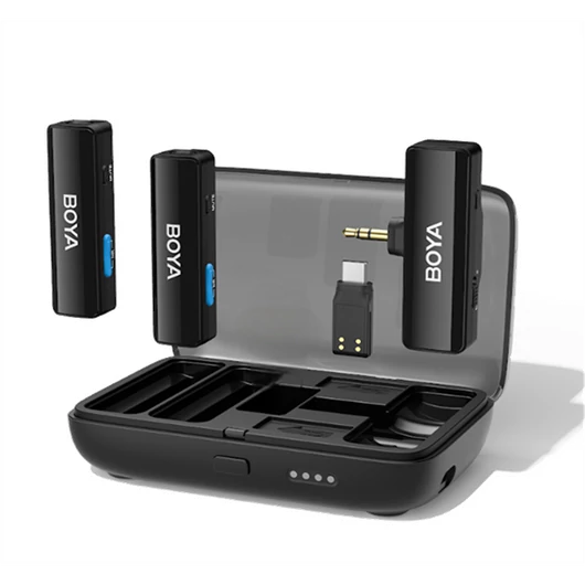 BOYA Mikrofon - BOYALINK V2.0 C2 (Vezeték nélküli, zajszűrés, fekete, USB-C)
