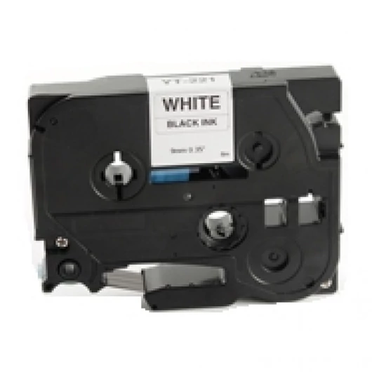 Utángyártott BROTHER TZe221 szalagkazetta 9 mm x 8m fehér alapon fekete felirat, öntapadós White Box