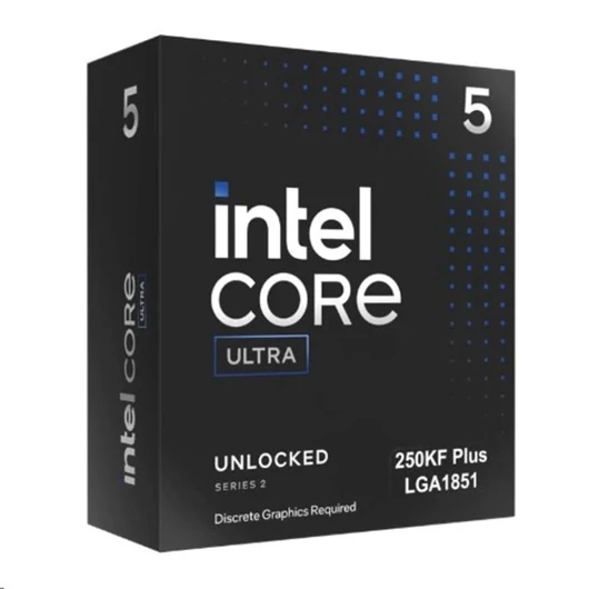 Intel Processzor - Core Ultra 5-250KF Plus (30M Cache, up to 5.30 GHz, 125W skt1851, Arrow Lake) BOX No Cooler, No VGA