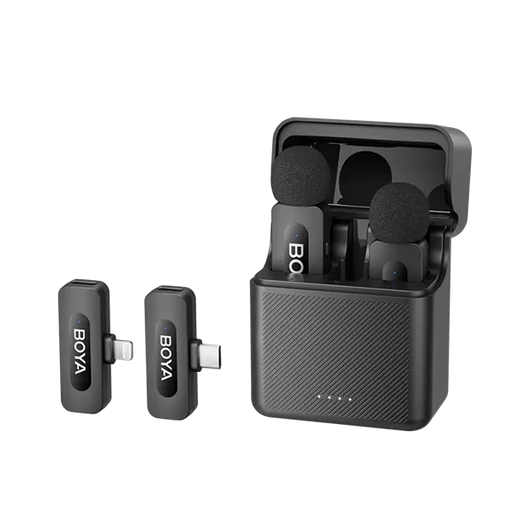BOYA Mikrofon - BY-V3 Combo (Vezeték nélküli, fekete, 2TX + 2RX, Lightning, USB-C)