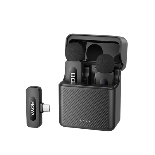 BOYA Mikrofon - BY-V30 (Vezeték nélküli, fekete, 2TX + 1RX, USB-C)