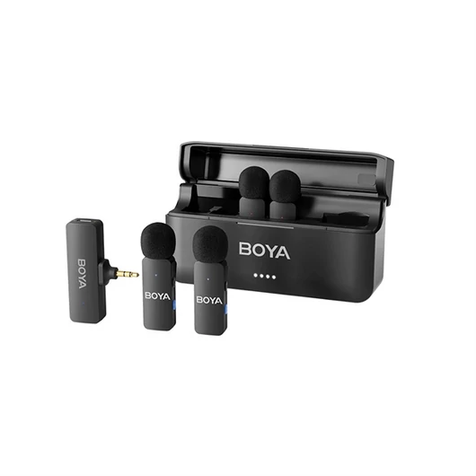 BOYA Mikrofon - BY-V4 (Vezeték nélküli, zajszűrés, fekete, 3,5mm)