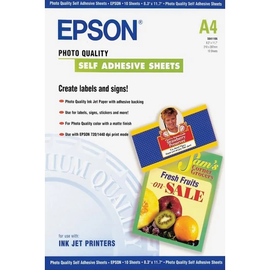 Epson öntapadós fotópapír (A4, 10 lap, 167g) Epson