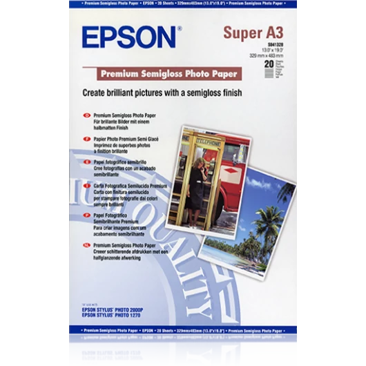 Epson prémium selyemfényű fotópapír (A3+, 20 lap, 250g) Epson