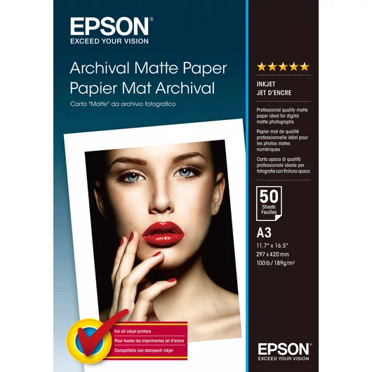 Epson matt archiváló fotópapír (A3, 50 lap 192g) Epson