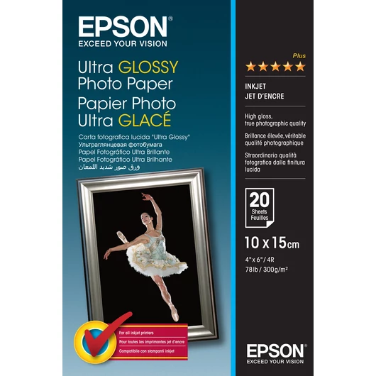 Epson ultra fényes fotópapír (10x15, 20 lap, 300g) Epson