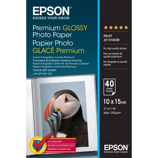 Epson prémium fényes fotópapír (10x15, 40 lap, 255g) Epson