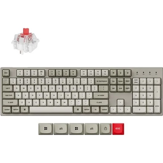 Keychron C2 Pro 8K USB-C magyar Super Red mechanikus billentyűzet szürke