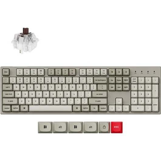 Keychron C2 Pro 8K USB-C magyar Super Brown mechanikus billentyűzet szürke