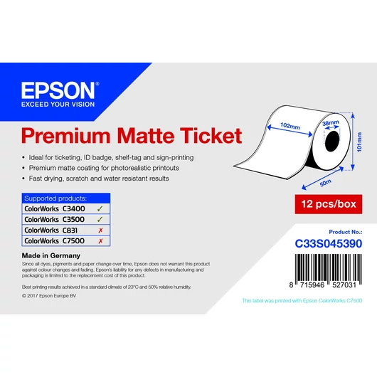 Epson prémium matt inkjet címke 102mm x 50m Epson