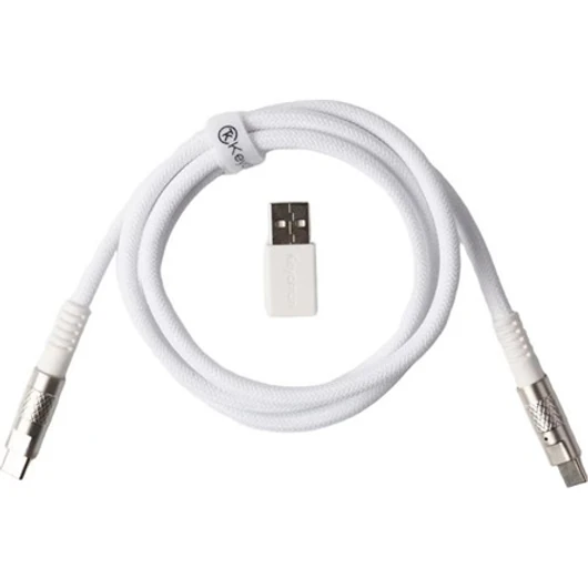 Keychron Double-Sleeved Geek 8K USB-C -> USB-C M / M adatkábel 1m fehér +USB-A adapter