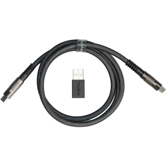 Keychron Double-Sleeved Geek 8K USB-C -> USB-C M / M adatkábel 1m fekete + USB-A / C adapter