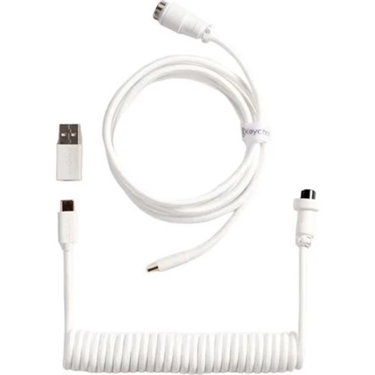 Keychron Coiled Aviator 8K USB-C -> 5-Pin (GX12) M / F adatkábel 1.7m fehér +A-C típusú adapter